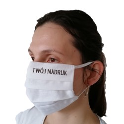Maska bawełniana biała z nadrukiem