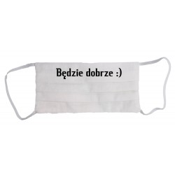 Maska bawełniana biała z nadrukiem
