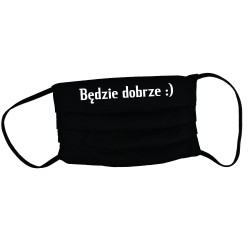 Maska bawełniana czarna z nadrukiem