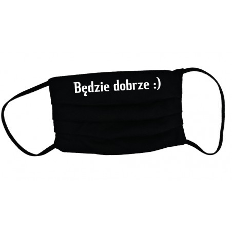 Maska bawełniana czarna z nadrukiem