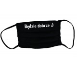 Maska bawełniana czarna z nadrukiem
