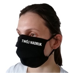 Maska bawełniana czarna z nadrukiem