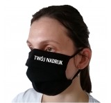 Maska bawełniana czarna z nadrukiem